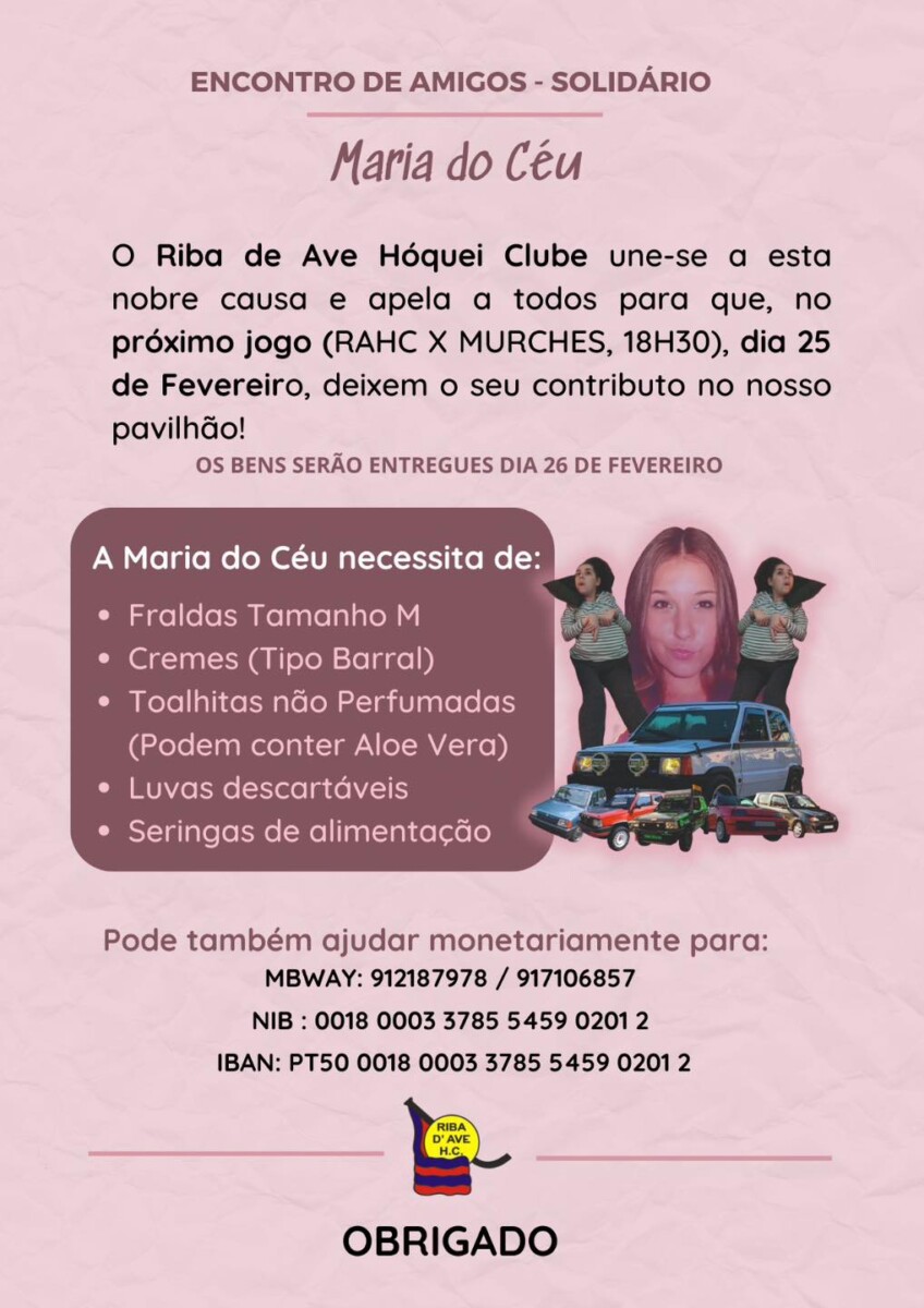 Famalicão: Riba d´Ave HC solidário com jovem Maria do Céu
