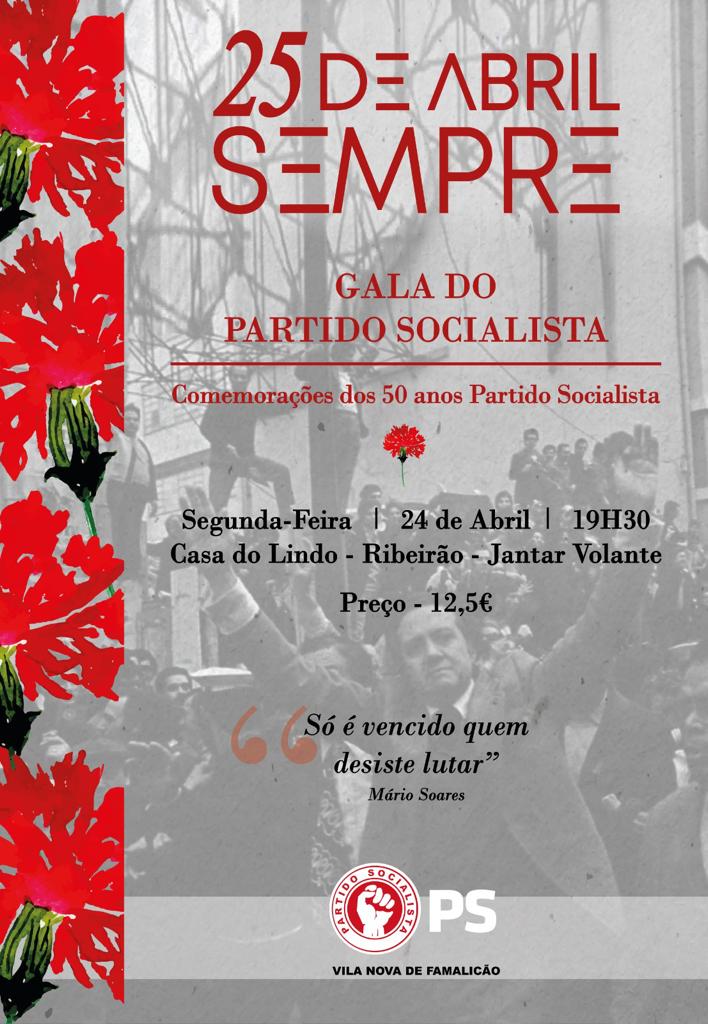Famalicão: PS celebra 50 anos e comemora o 25 de Abril em Ribeirão