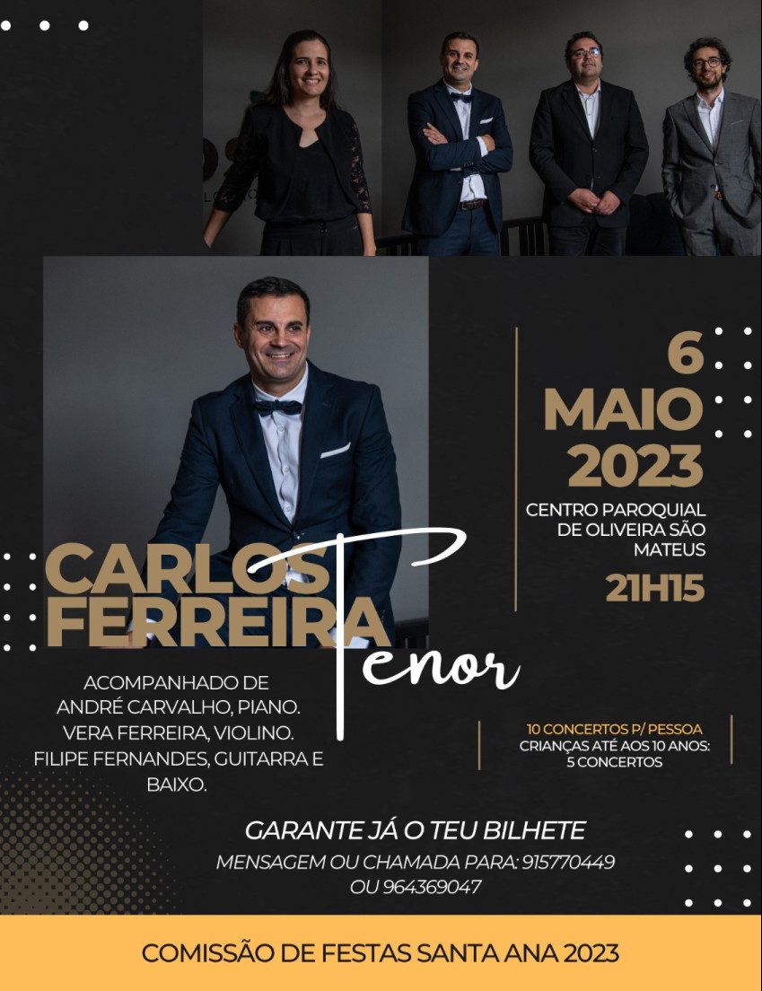Famalicão: Tenor Carlos Ferreira dá concerto em Oliveira S. Mateus