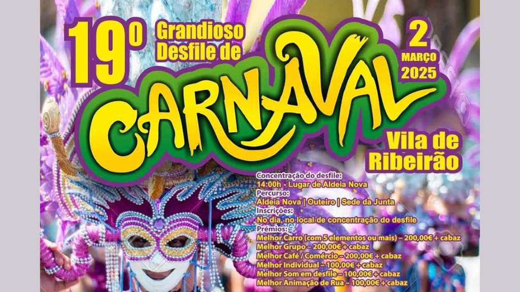 Ribeirão: Há mais de 1 000€ em prémios no 19º Grande Desfile de Carnaval
