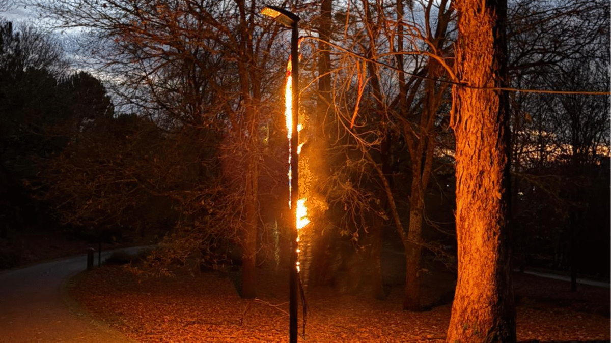 Famalicão: Incêndio em poste de iluminação no Parque da Devesa